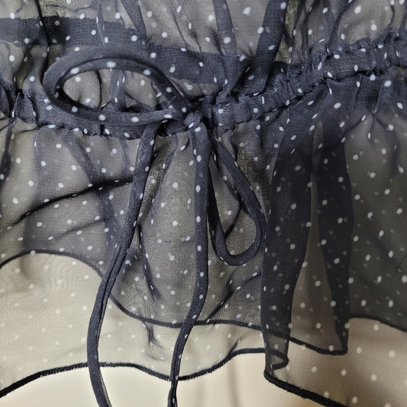 XOXO Vintage Sheer Ruffle Peplum Cami Size M Polka Dot Y2K Tank Top - Picture 4 of 7